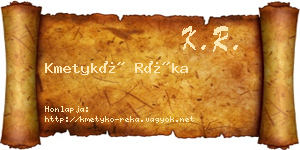Kmetykó Réka névjegykártya